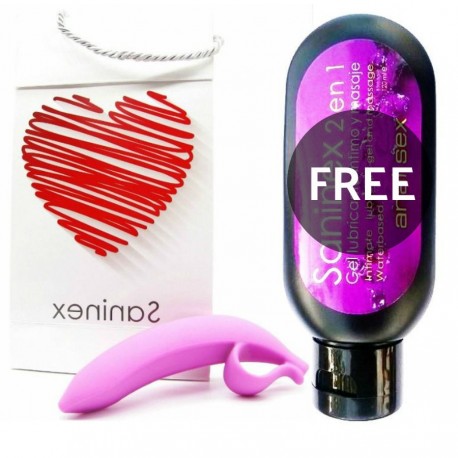 SANINEX DILDO BANANA ORGASMIC  ROSA + GEL ANAL SEX GRATIS 120ML