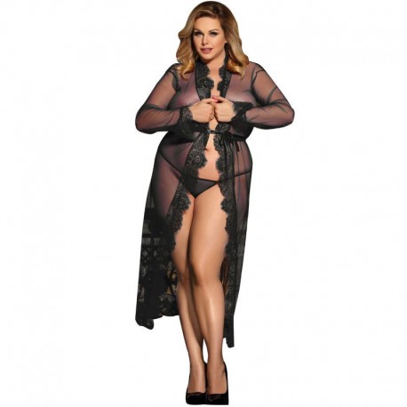 SUBBLIME QUEEN PLUS PEIGNOIR DISEÑO FLORAL MANGA LARGA