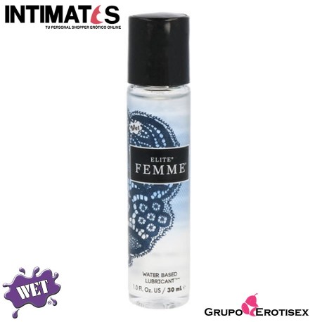 Elite Femme™ · Lubricante a base de agua 30ml · Wet®