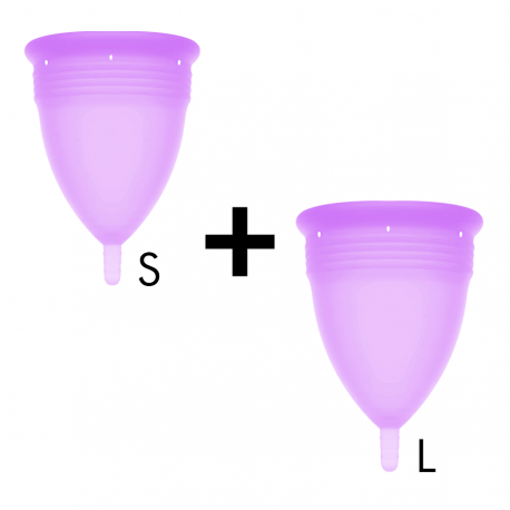 STERCUP PACK COPA MENSTRUAL SILICONA FDA TALLA S + TALLA L LILA