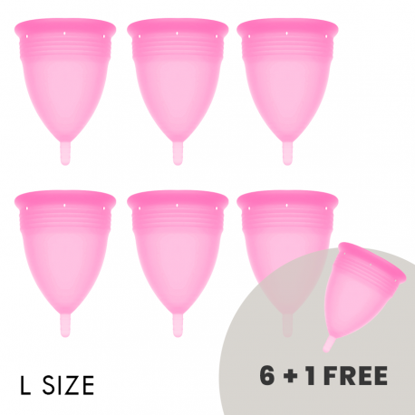STERCUP PACK COPA MENSTRUAL SILICONA FDA TALLA L ROSA 6 + 1 GRATIS