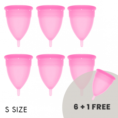 STERCUP PACK COPA MENSTRUAL SILICONA FDA TALLA S ROSA 6 + 1 GRATIS