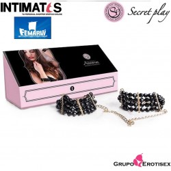 Esposas con muñequeras de perlas negras acrílicas · Secret Play