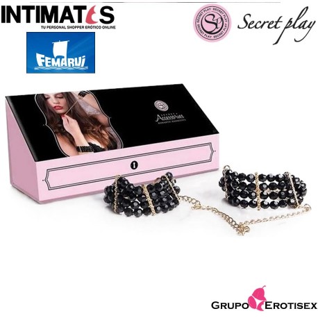 Esposas con muñequeras de perlas negras acrílicas · Secret Play