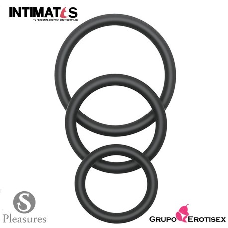 Trio Rings Black · Set de 3 anillos para el pene · Sinful Pleasures