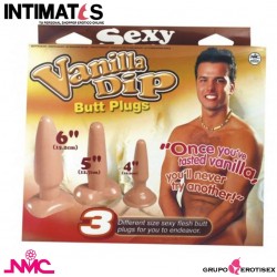 Vanilla Dip · Kit de 3 plug anales de gelatina · Nanma