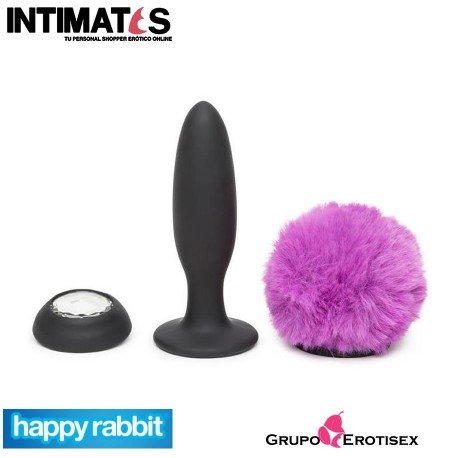 Butt Plug M - Black/Purple · Plug  con vibración y cola intercambiable · Happy Rabbit