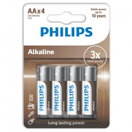 PHILIPS ALKALINE PILA AA LR6 BLISTER*4