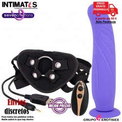 Arnés con dildo vibrador de 240mm · Seven Creations