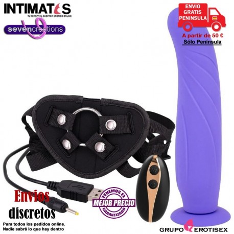 Arnés con dildo vibrador de 240mm · Seven Creations
