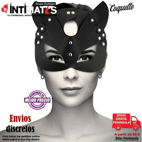 Orejas de gato · Máscara de cuero vegano · Coquette