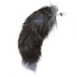 OHMAMA PLUG ANAL 7 CM SILVER CON COLA NEGRA