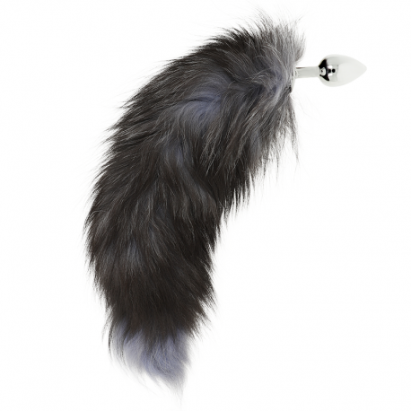 OHMAMA PLUG ANAL 8 CM SILVER CON COLA NEGRA