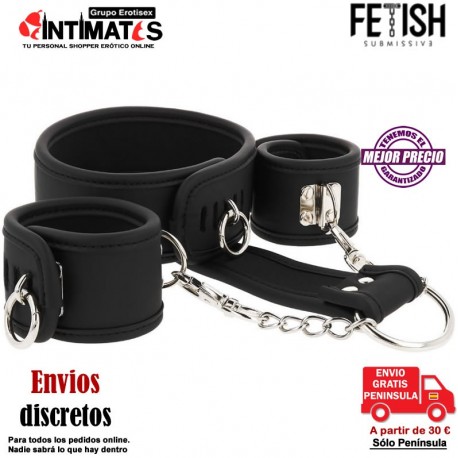 Bound Neck · Collar y esposas de cuero vegano · Fetish Submissive