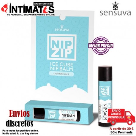 Nip Zip - Chocolate y menta · Bálsamo labial vibrante · Sensuva
