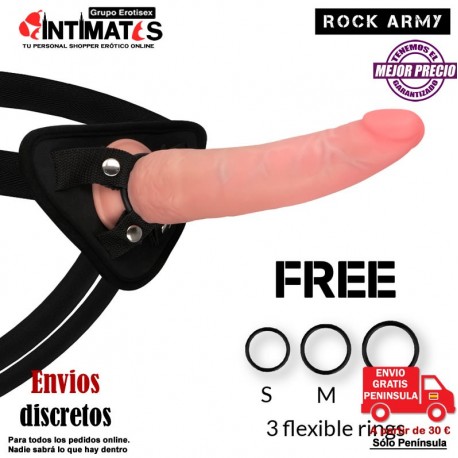 Arnés + Dildo realista Dual Sensitive Crusader - 215mm · Rock Army
