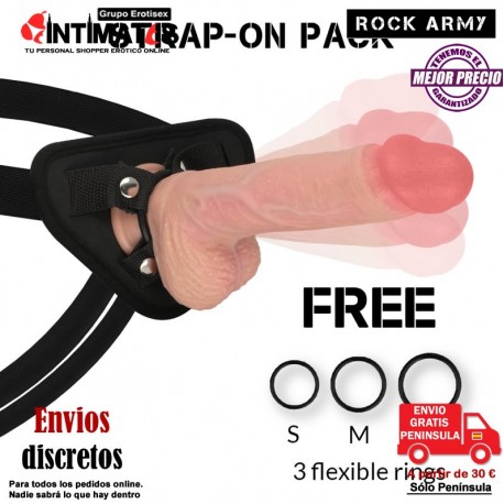 Arnés + Vibrador con rotación Liquid Silicone Hawk - 220mm · Rock Army
