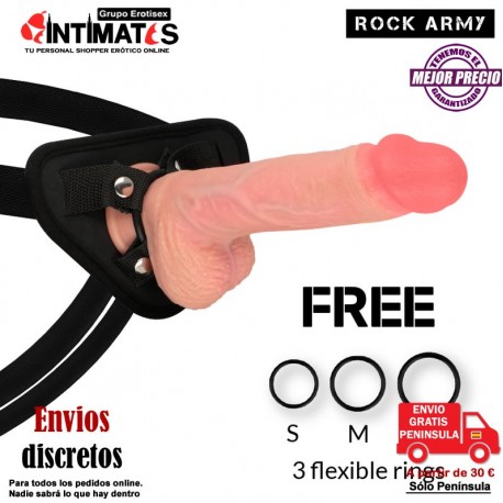 Arnés + Dildo realista Liquid Silicone Spitfire  - 210mm · Rock Army
