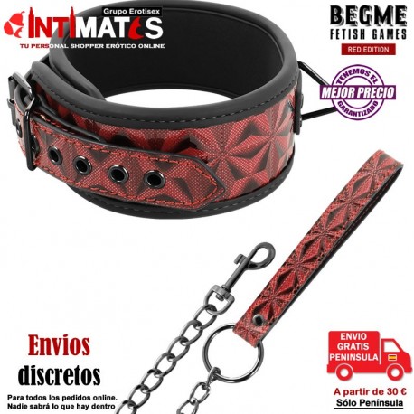 Collar de cuero vegano con cadena · Begme Red Edition