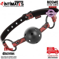 Mordaza de cuero vegano con bola · Begme Red Edition