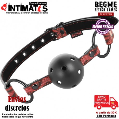 Mordaza de cuero vegano con bola · Begme Red Edition