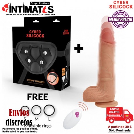 Arnés + Master Huck · Vibrador Up & Down y control remoto · Cyber Silicock