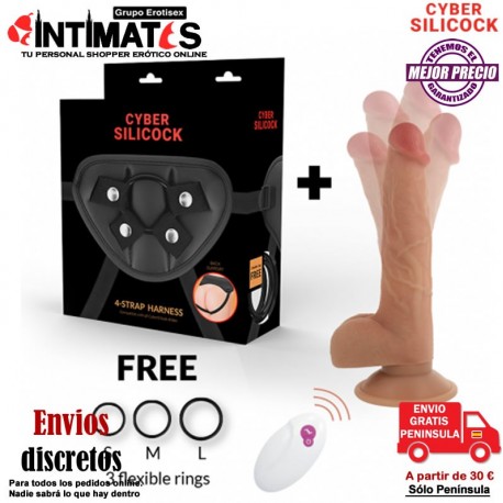 Arnés + Mr. John · Vibrador Up & Down y control remoto · Cyber Silicock