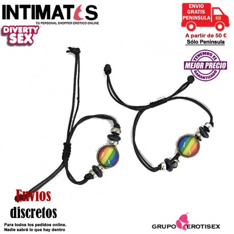 Pulsera Orgullo LGBT con circulo y los colores emblemáticos de la bandera · Diverty Sex