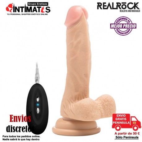 Pene realístico con vibración y escroto 180mm - Negro · RealRock