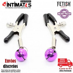 Single Bell · Pinzas para pezones con cascabel púrpura · Fetish Addict