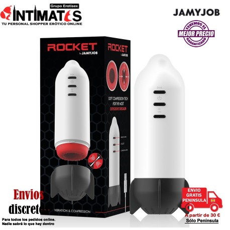 Rocket · Masturbador masculino con vibración y compresión · Jamyjob
