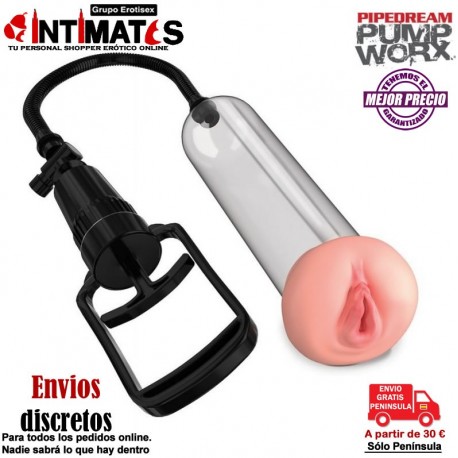Beginner's Pussy Pump · Bomba con vagina para principiantes · Pump Worx