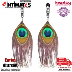 Nipple Torture · Pinzas para pezones con plumas de pavo real · Lovetoy