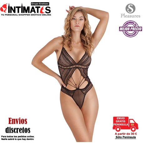 Body negro de tela semitransparente · Pleasures Lingerie