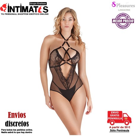 Body de encaje floral negro - TU · Pleasures Lingerie