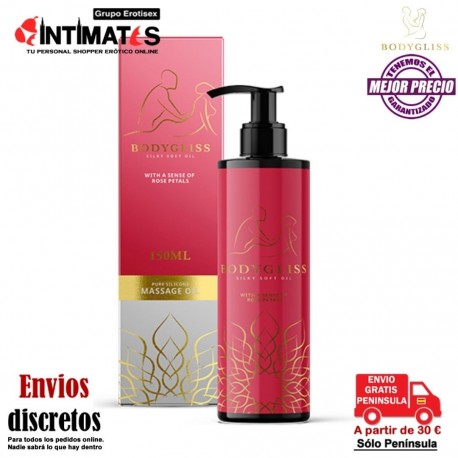 Silky soft oil · Aceite de masaje y lubricante en uno 150ml · Bodygliss