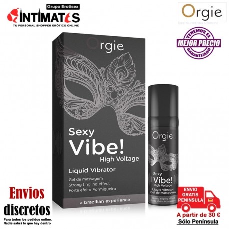 Sex Vibe! High Voltaje · Vibrador liquido · Extra Strong 15ml · Orgie