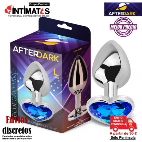 Blue Sapphire · Plug anal de aluminio con joya en su base - L · AfterDark