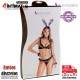 Disfraz conejo set negro/plateado - TU · Pleasures Lingerie