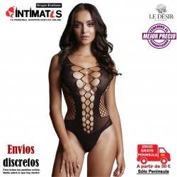 Body sexy de red abierta y paneles opacos - Negro - O/S  · Le Désir