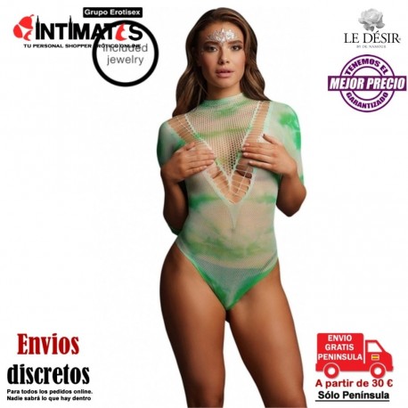 Body de rejilla con teñido batik y escote en V - O/S  · Le Désir