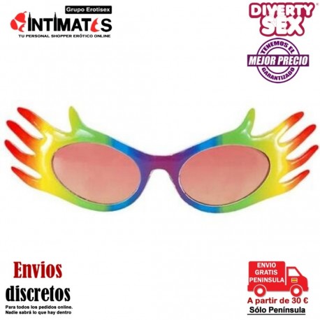 Gafas de sol  manos con los colores emblemáticos de la bandera LGTB · Diverty Sex