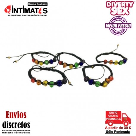 Pulsera con bolas de cristal los colores emblemáticos LGTB · Diverty Sex
