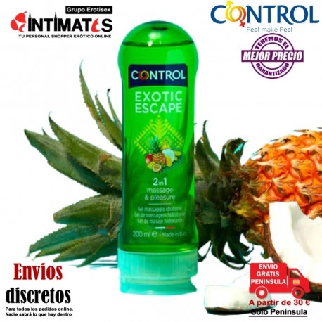Exotic Escape 200 ml · Gel de masaje  2 In 1 · Control