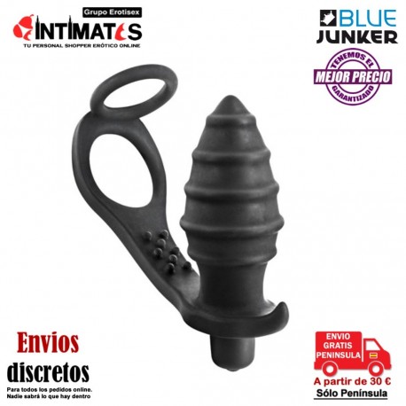 Plug anal vibrador con doble cockring · Blue Junker