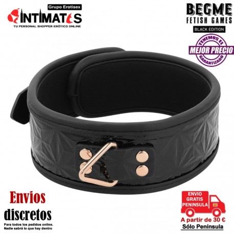 Collar de cuero vegano con forro de neopreno · Begme Black Edition