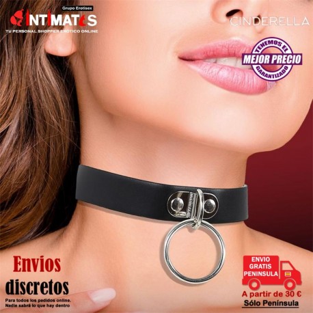 Choker · Collar de cuero vegano con anilla · Cinderella