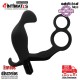 Anillo doble para el pene y testículos con plug anal - Negro · Addicted toys