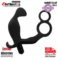 Anillo doble para el pene y testículos con plug anal - Negro · Addicted toys