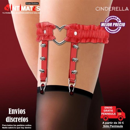 Liga de cuero vegano con volantes y corazón · Cinderella